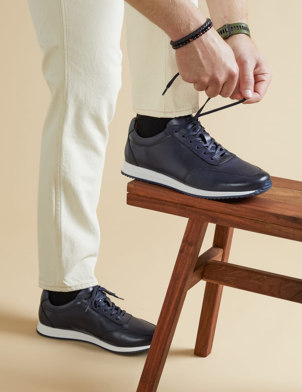 Leather Lace Up Trainers