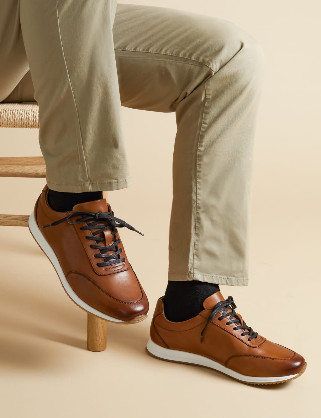 Leather Lace Up Trainers