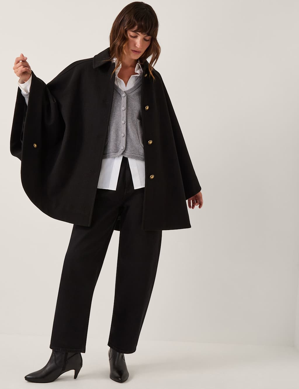 Monsoon Collared Swing Coat Black