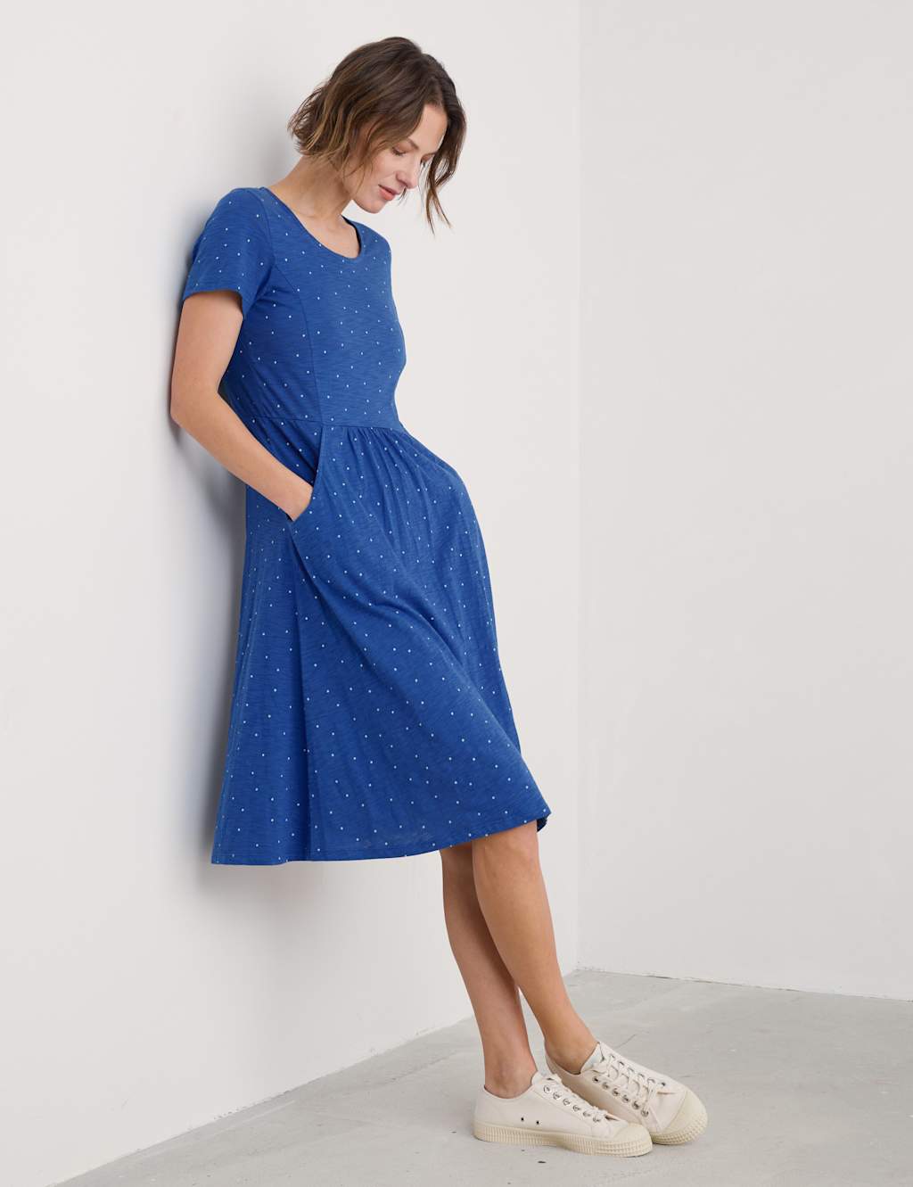 Pure Cotton Jersey Printed Midi Skater Dress