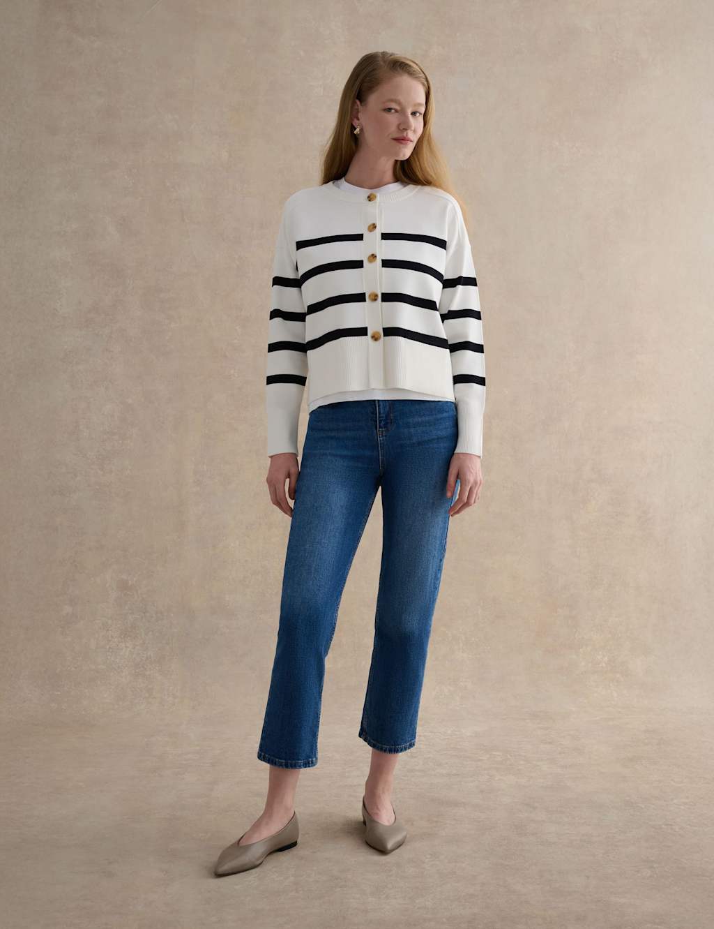 Hobbs Women's Striped Cardigan - Large - White Mix - Available at M&S