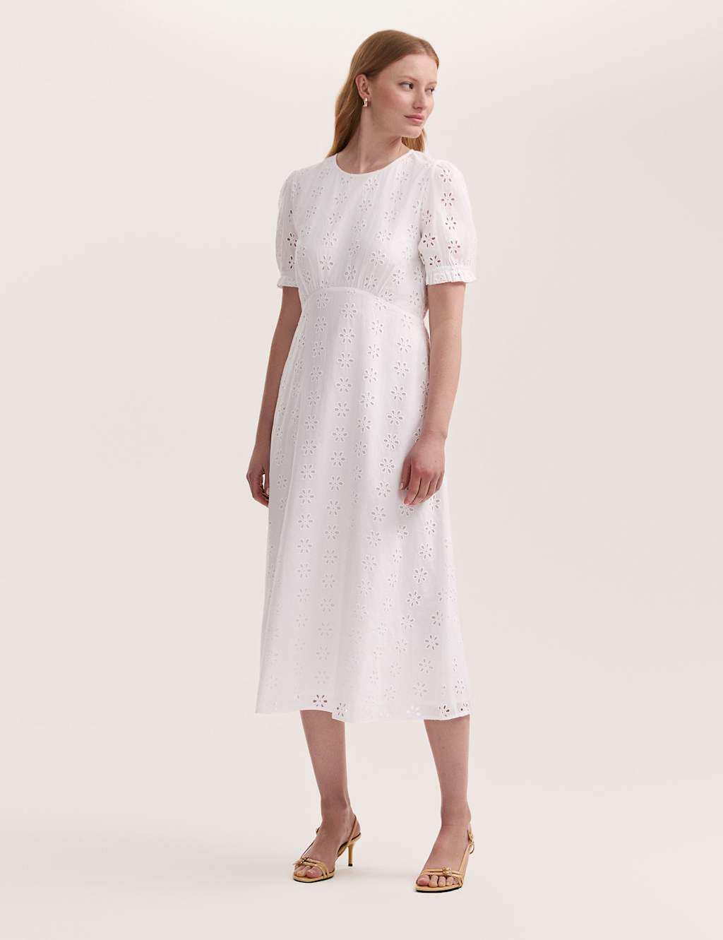 Pure Cotton Embroidered Midi Tea Dress