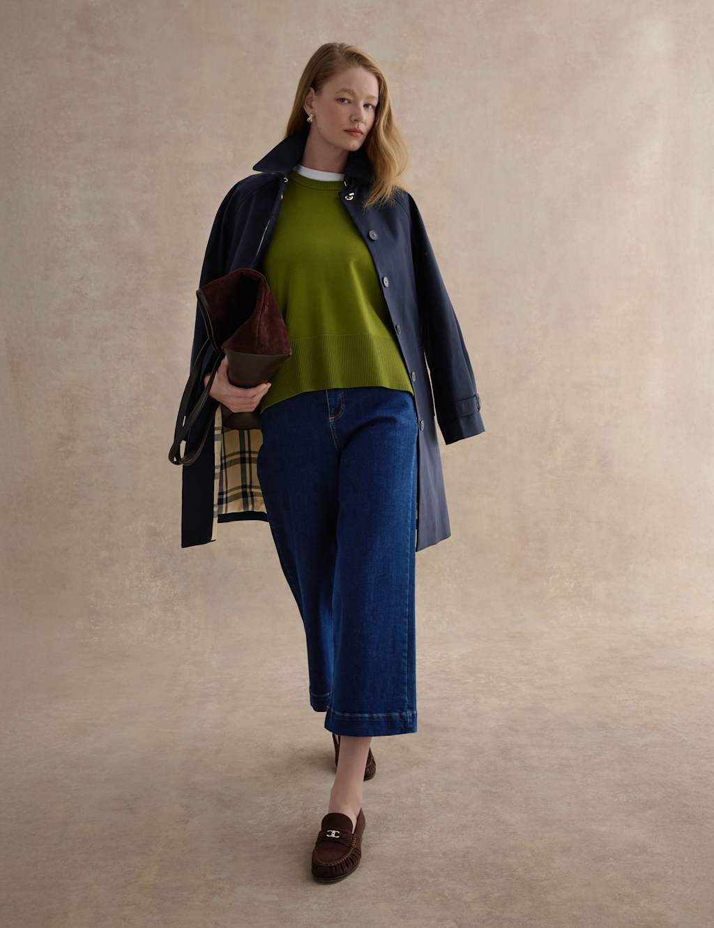 Hobbs Women's Crew Neck Split Hem Jumper - Small - Green - Available at M&S