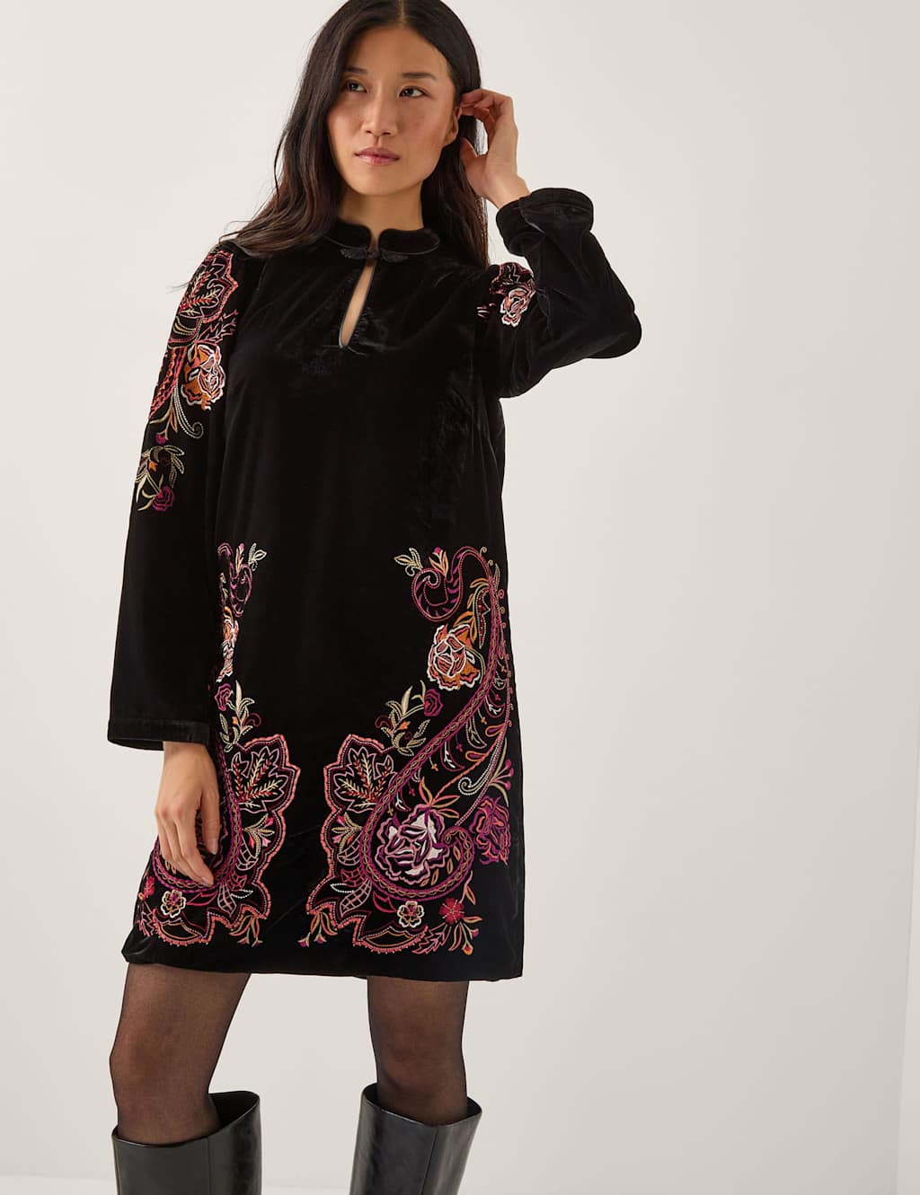 Monsoon Embroidered Tunic Black