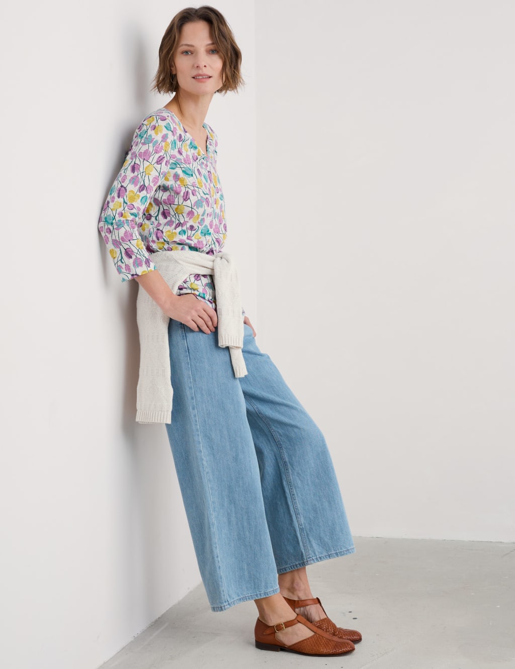 Pure Cotton Floral Notch Neck Tunic