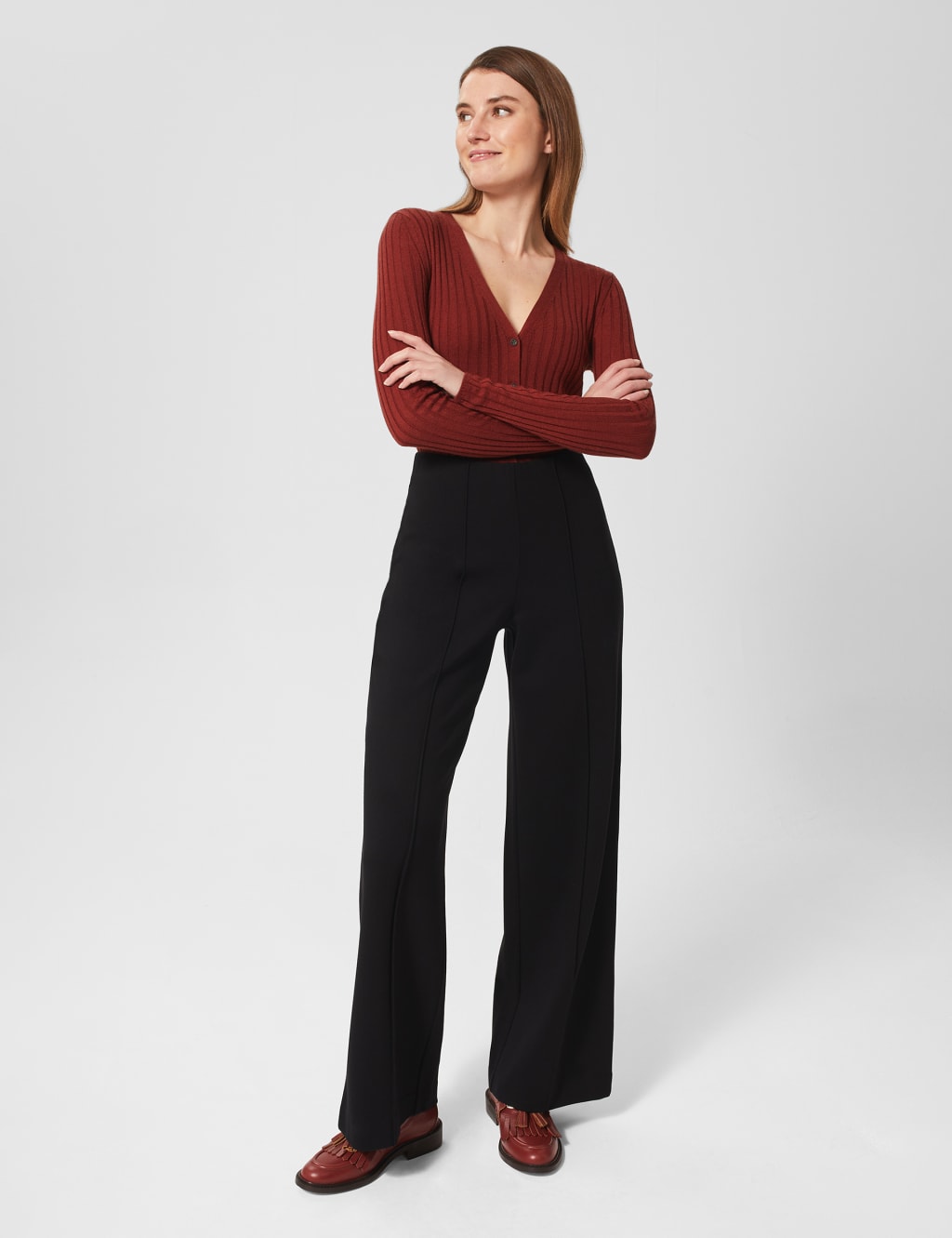 Seam Detail Wide Leg Trousers