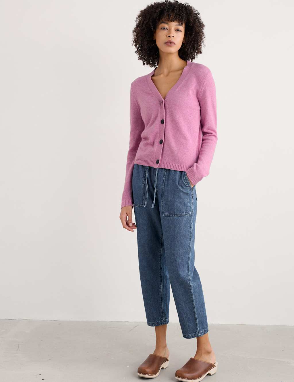 Cotton Blend Cardigan with Merino Wool
