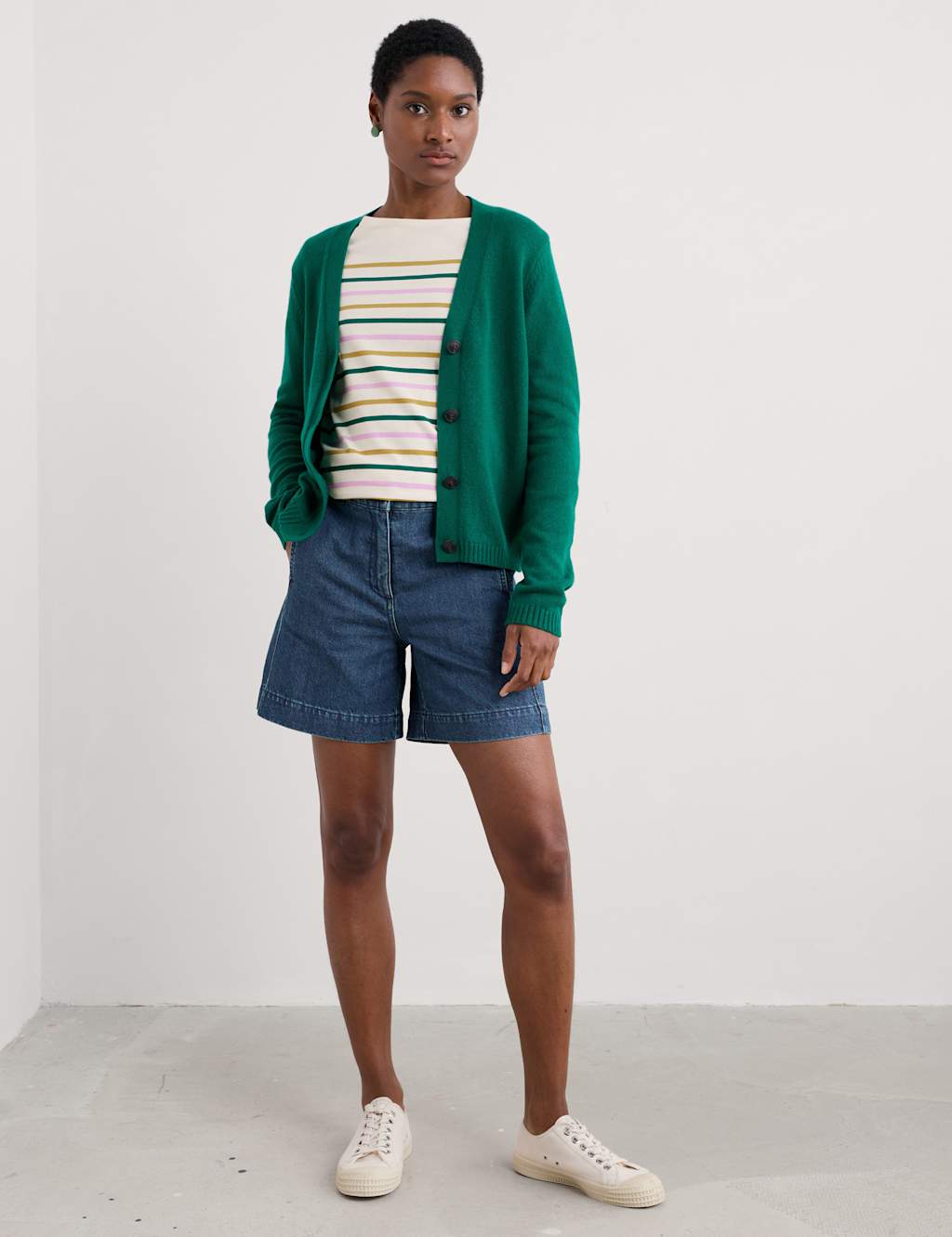 Cotton Blend Cardigan with Merino Wool