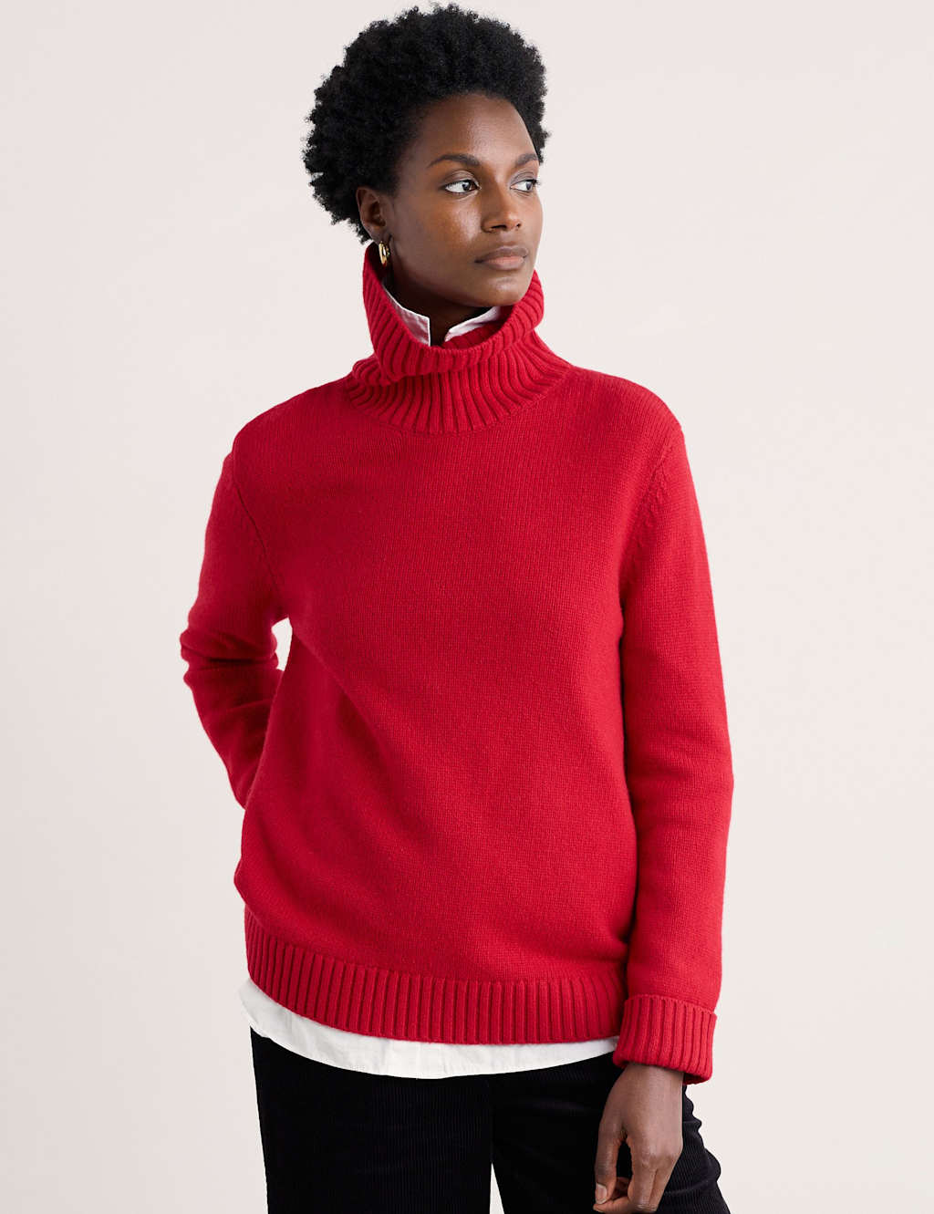 Seasalt Cornwall Lambswool Rich Roll Neck Jumper Red