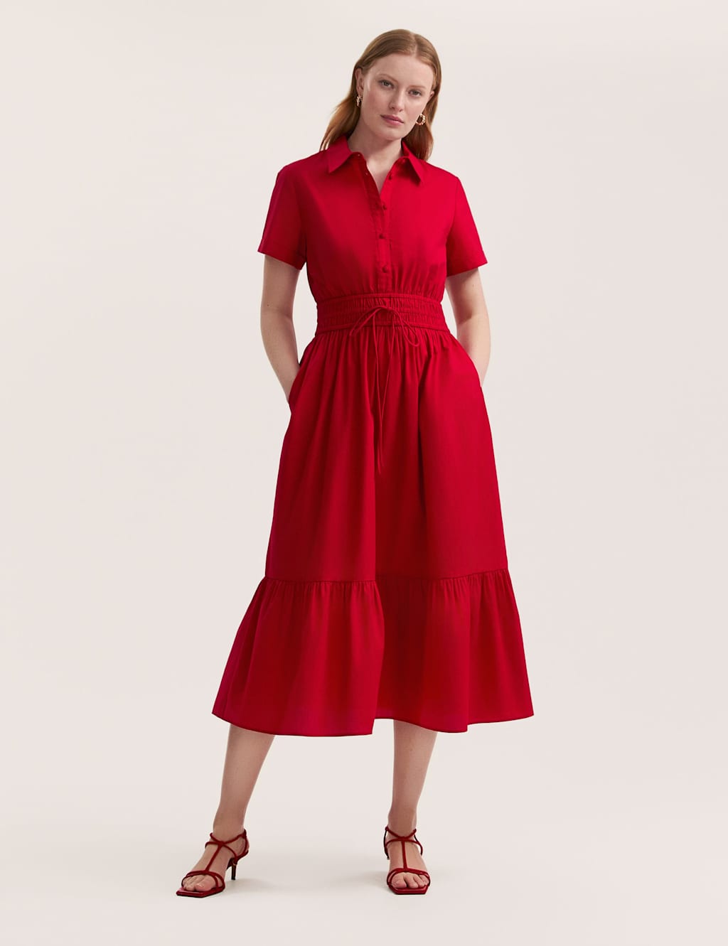 Pure Cotton Midi Shirt Dress
