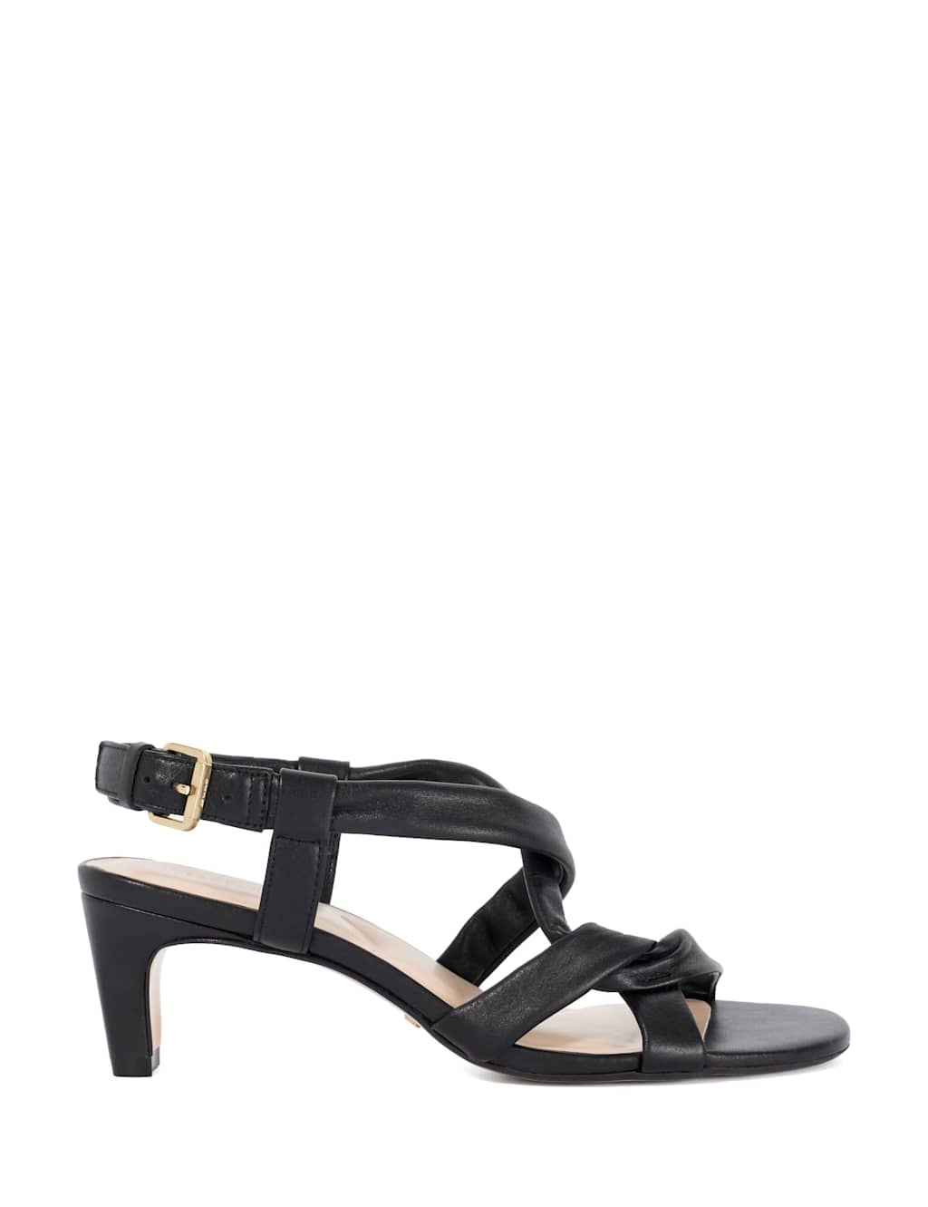 Dune London Women's Leather Strappy Kitten Heel Sandals - 6 - Black - Available at M&S