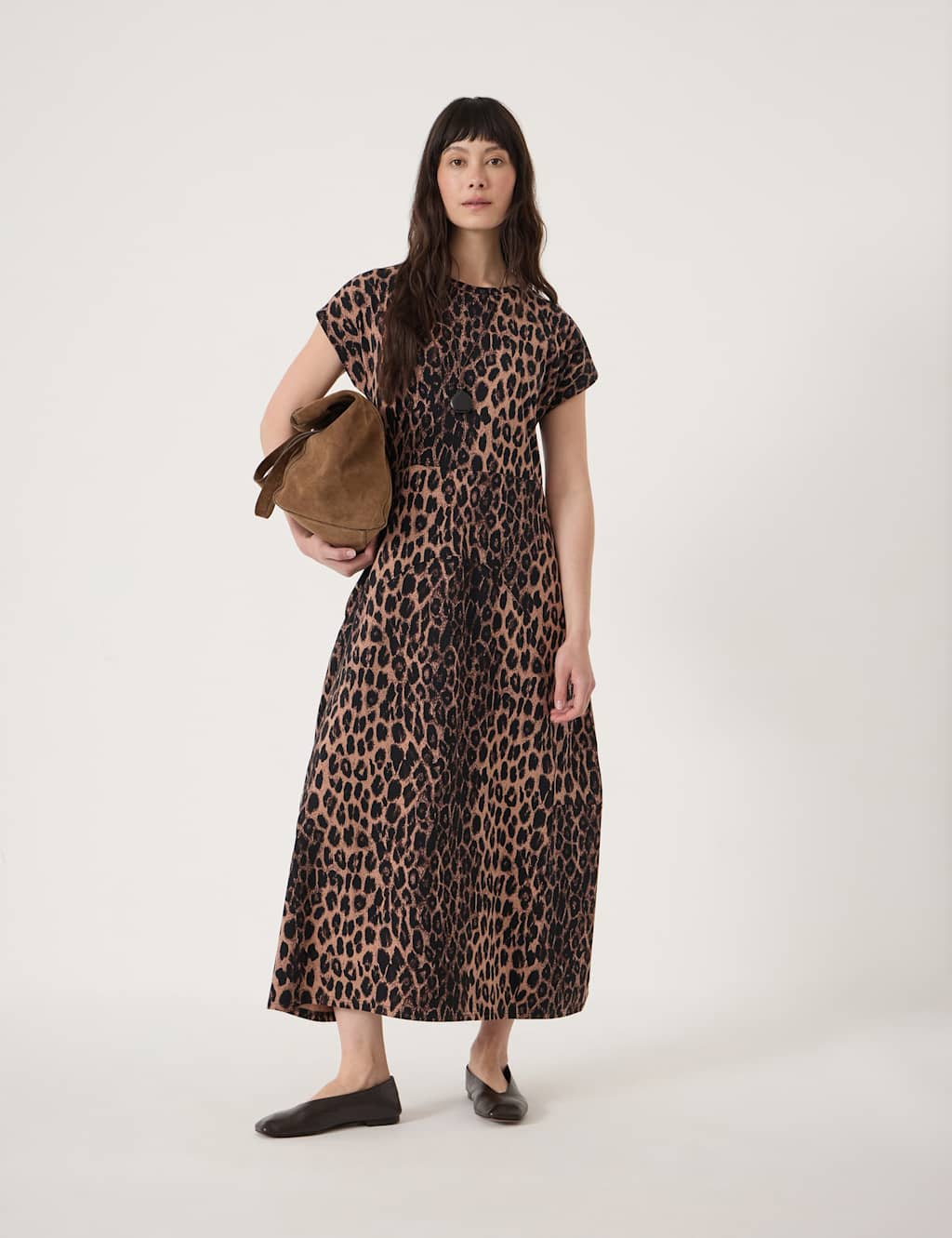Hush Women's Cotton Rich Leopard Print Midaxi Waisted Dress - Medium - Brown Mix - Available at M&S