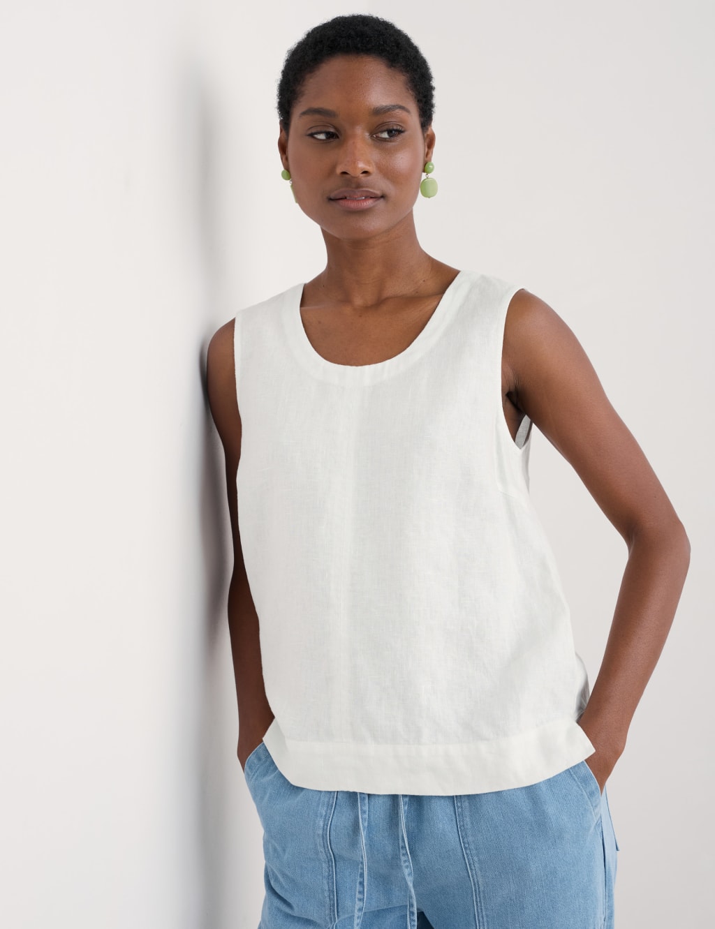 Pure Linen Round Neck Vest