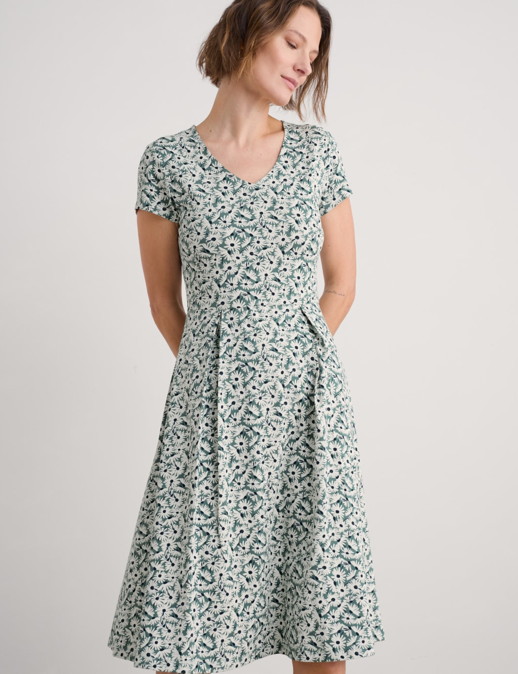Cotton Rich Floral Fit And Flare Dress