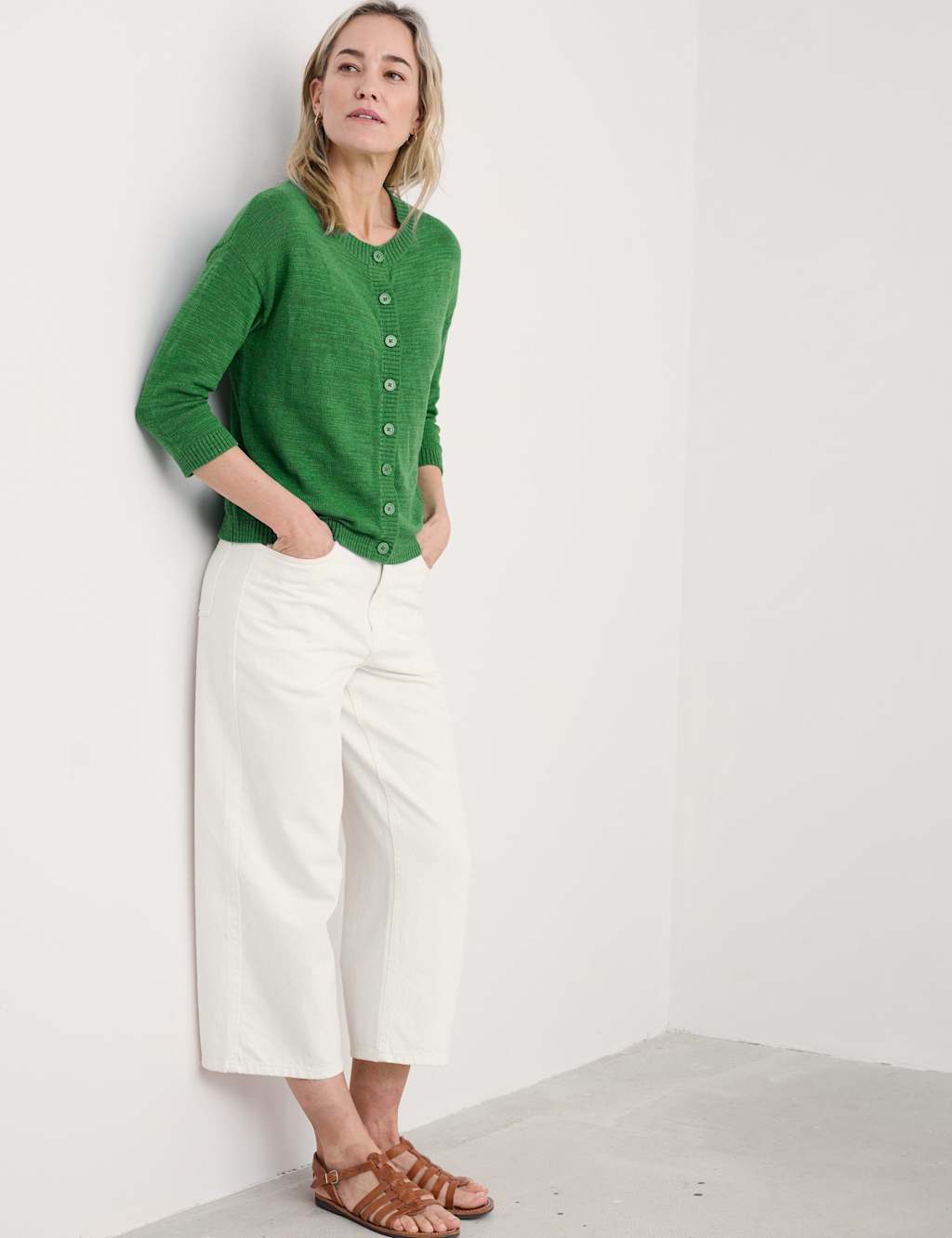 Cotton Rich Cardigan with Linen