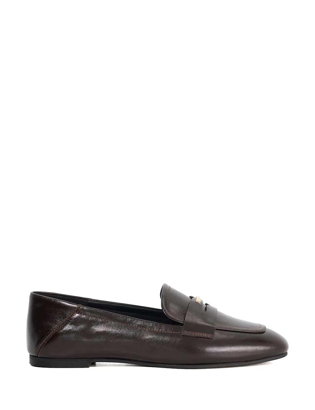 Dune London Leather Square Toe Loafers Brown