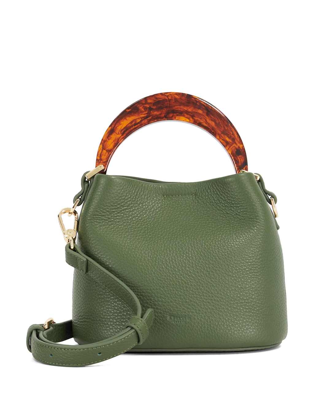 Dune London Leather Moulded Handle Grab Bag Green
