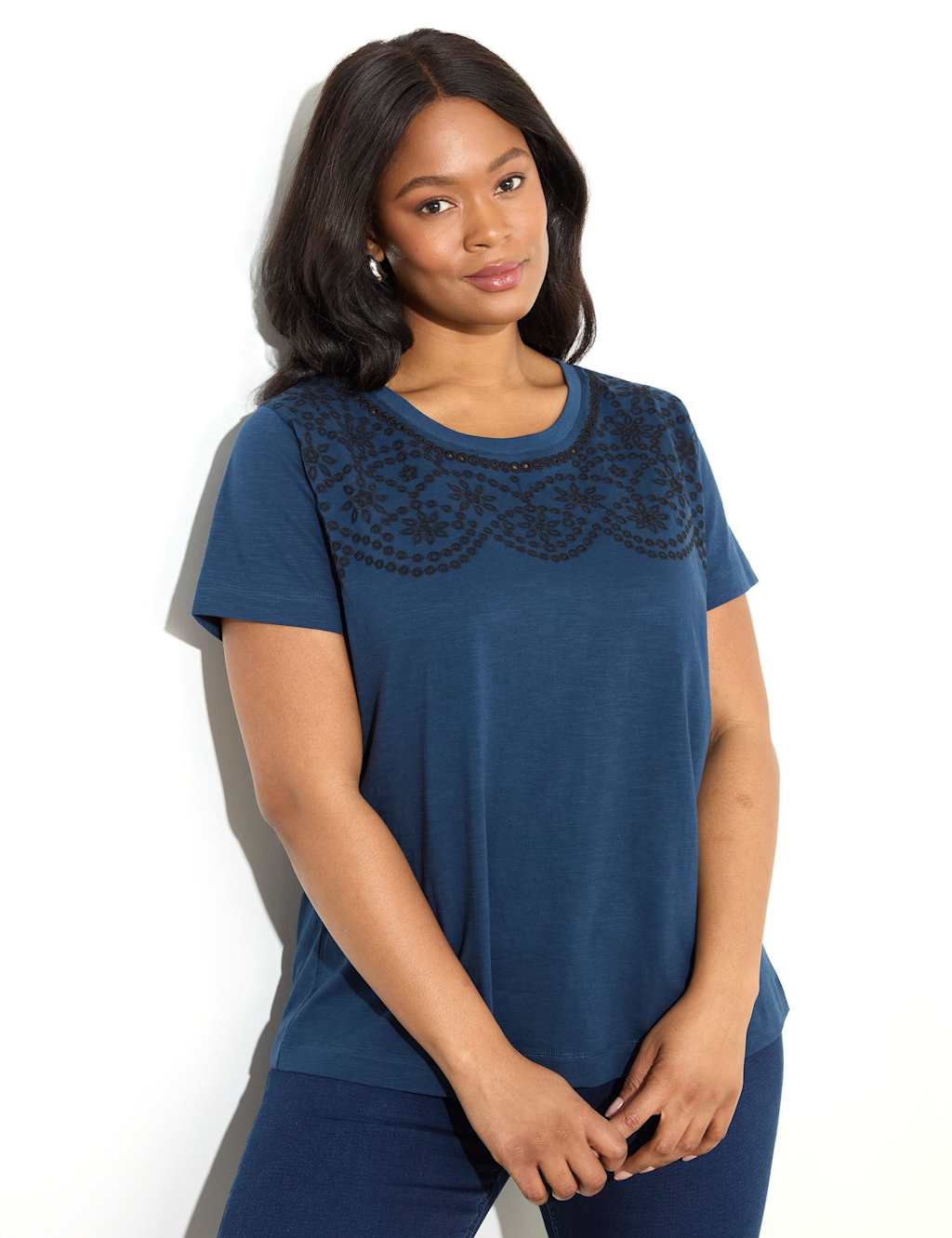 Pure Cotton Jersey Embroidered T-Shirt