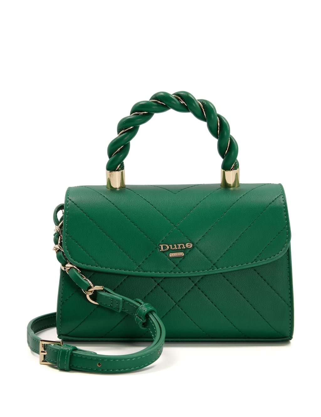 Dune London Quilted Mini Top Handle Cross Body Bag Green