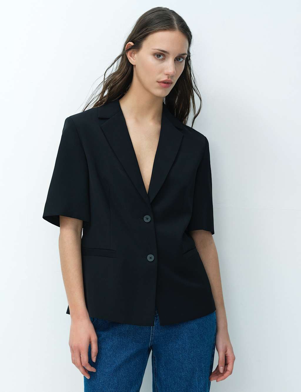 French Connection Women's Tailored Short Sleeve Blazer - 10 - Black - Available at M&S