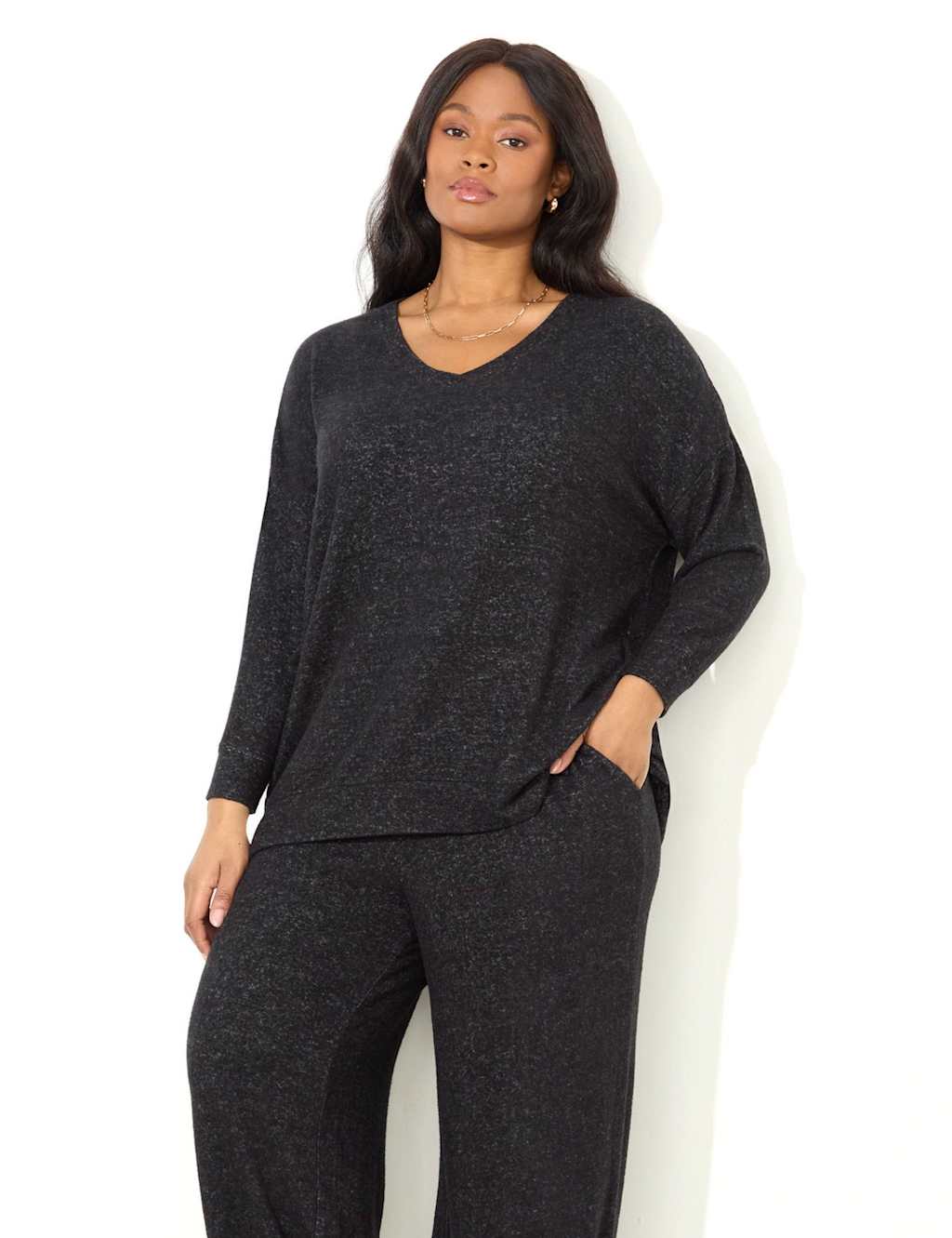 Jersey V-Neck Longline Top