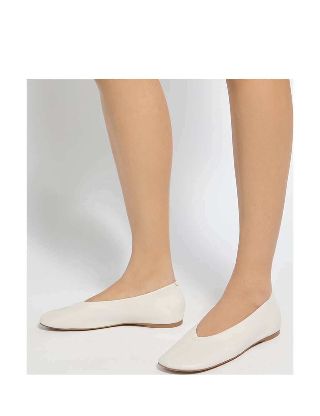 Dune London Women's Leather Flat Ballet Pumps - 6 - Ecru - Available at M&S
