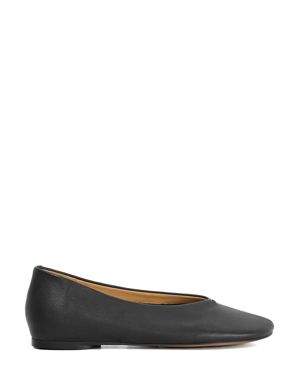Dune London Leather Flat Ballet Pumps Black