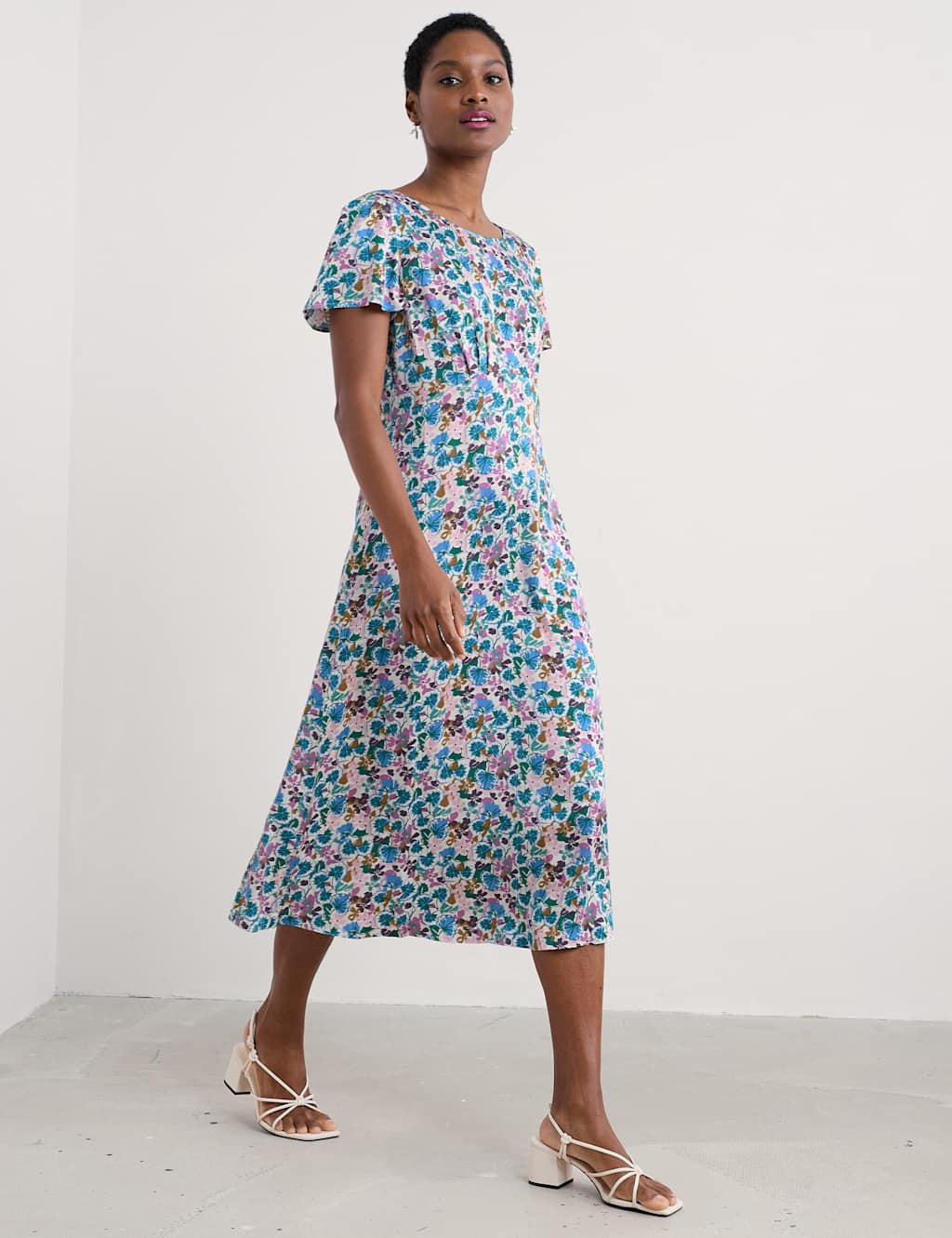 Floral Midi Waisted Dress