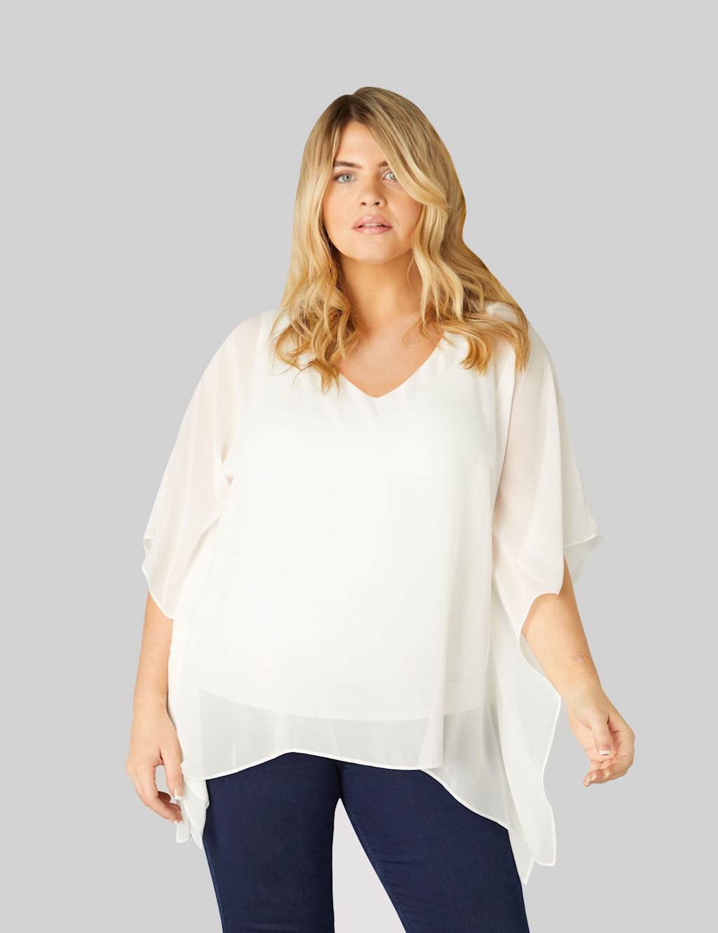 Chiffon V-Neck Overlay Top