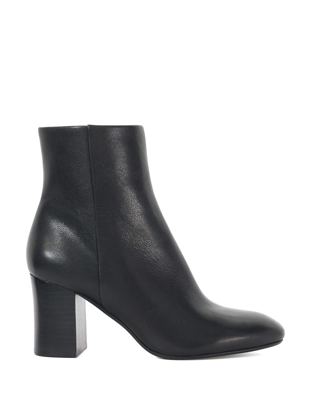 Leather Block Heel Ankle Boots