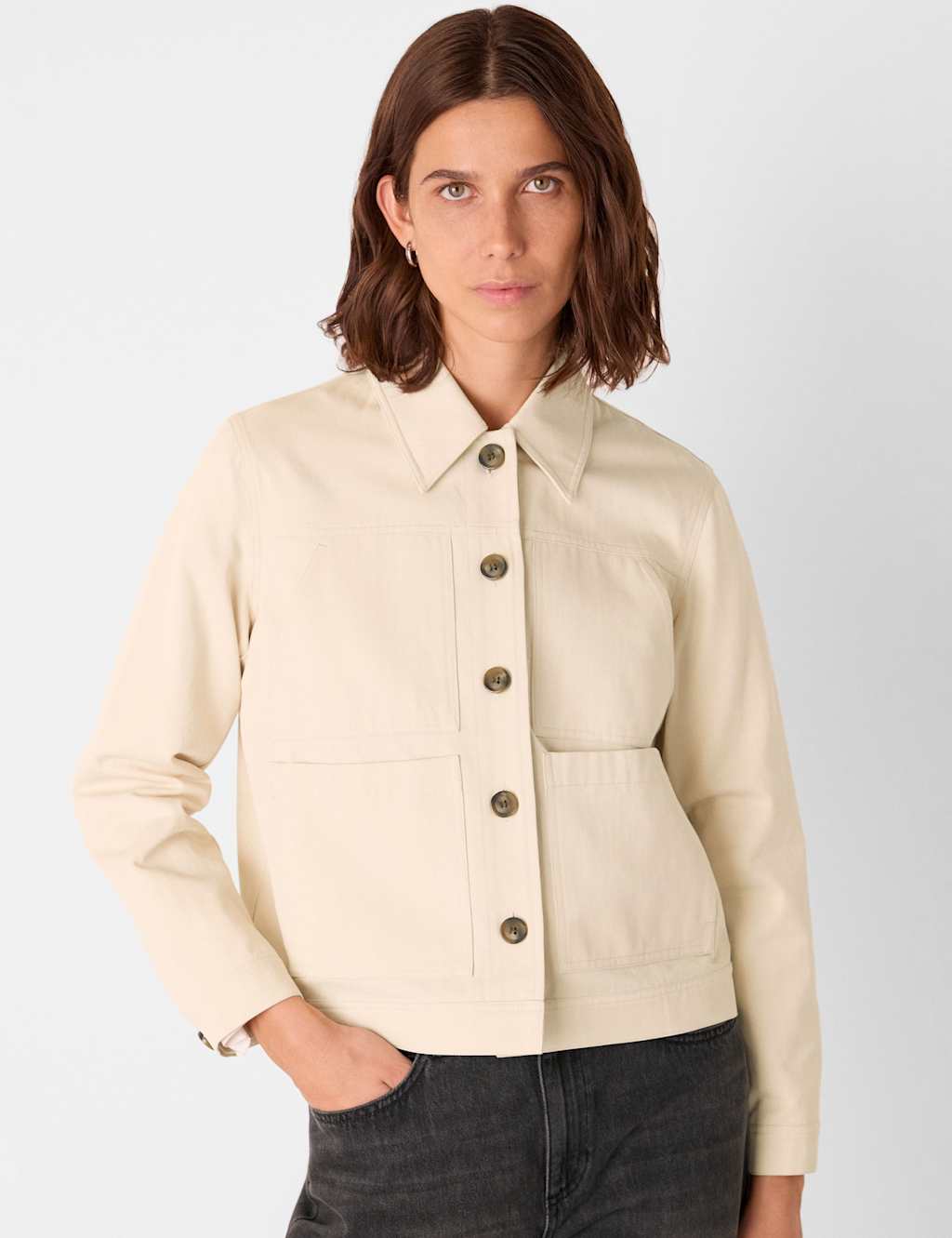 Whistles Women's Mia Cotton Blend Utility Jacket - 16 - Neutral - Available at M&S