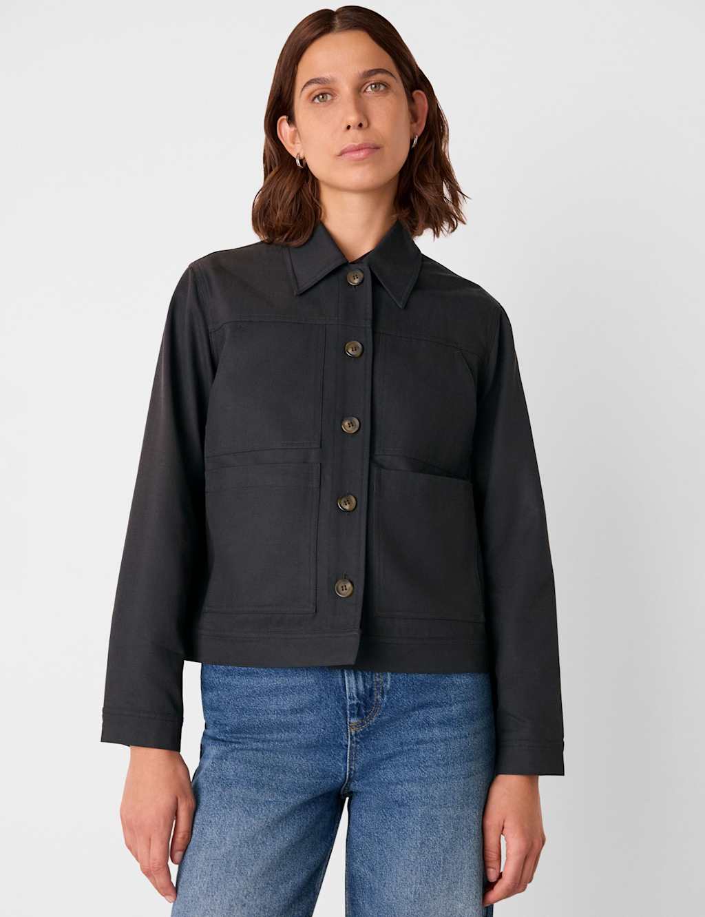 Whistles Women's Mia Cotton Blend Utility Jacket - 16 - Black - Available at M&S