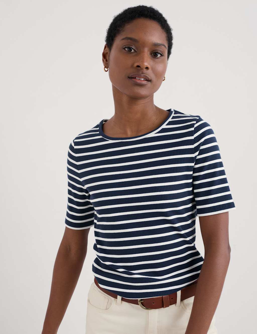 Cotton Rich Striped Ribbed T-Shirt