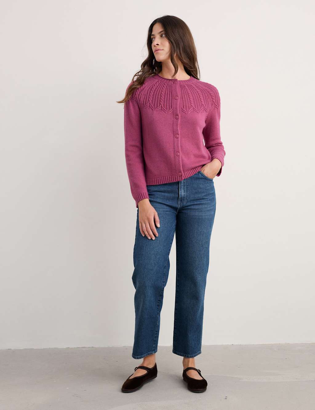 Seasalt Cornwall Cotton Blend Cardigan with Merino Wool Pink