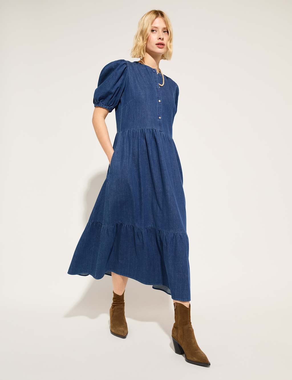 Denim Midi Smock Dress