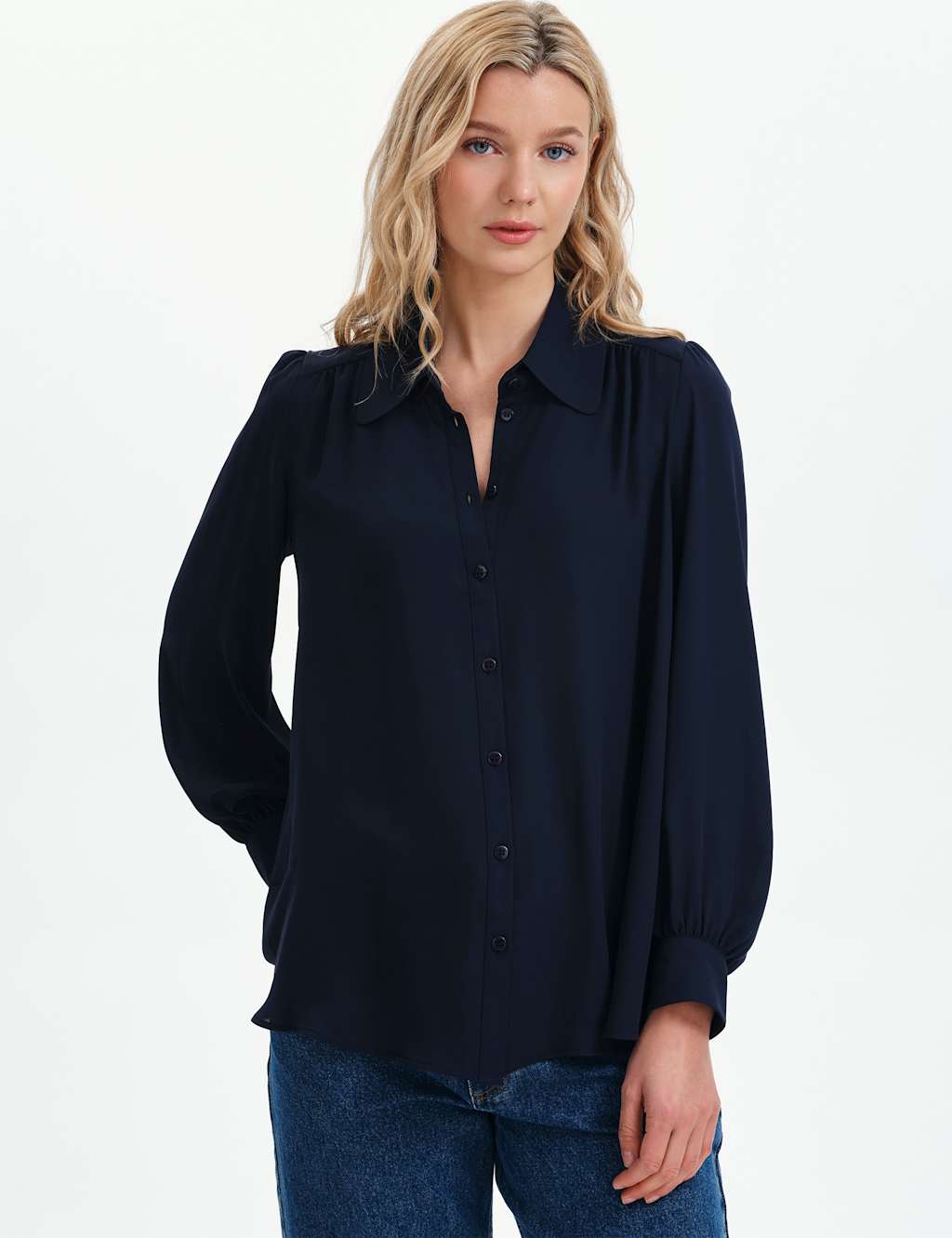 Finery London Women's Collared Blouse - 16 - Navy - Available at M&S