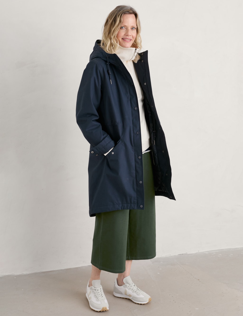 Cotton Rich Waterproof Hooded Longline Jacket