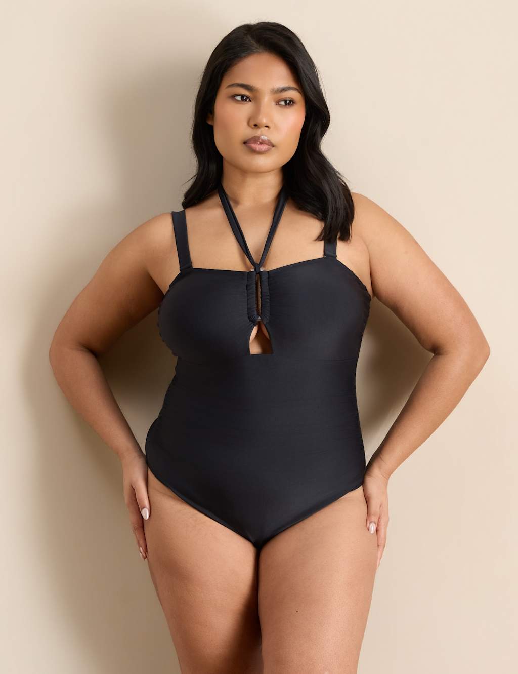 Live Unlimited London Women's Padded Halterneck Swimsuit - 24 - Black - Available at M&S