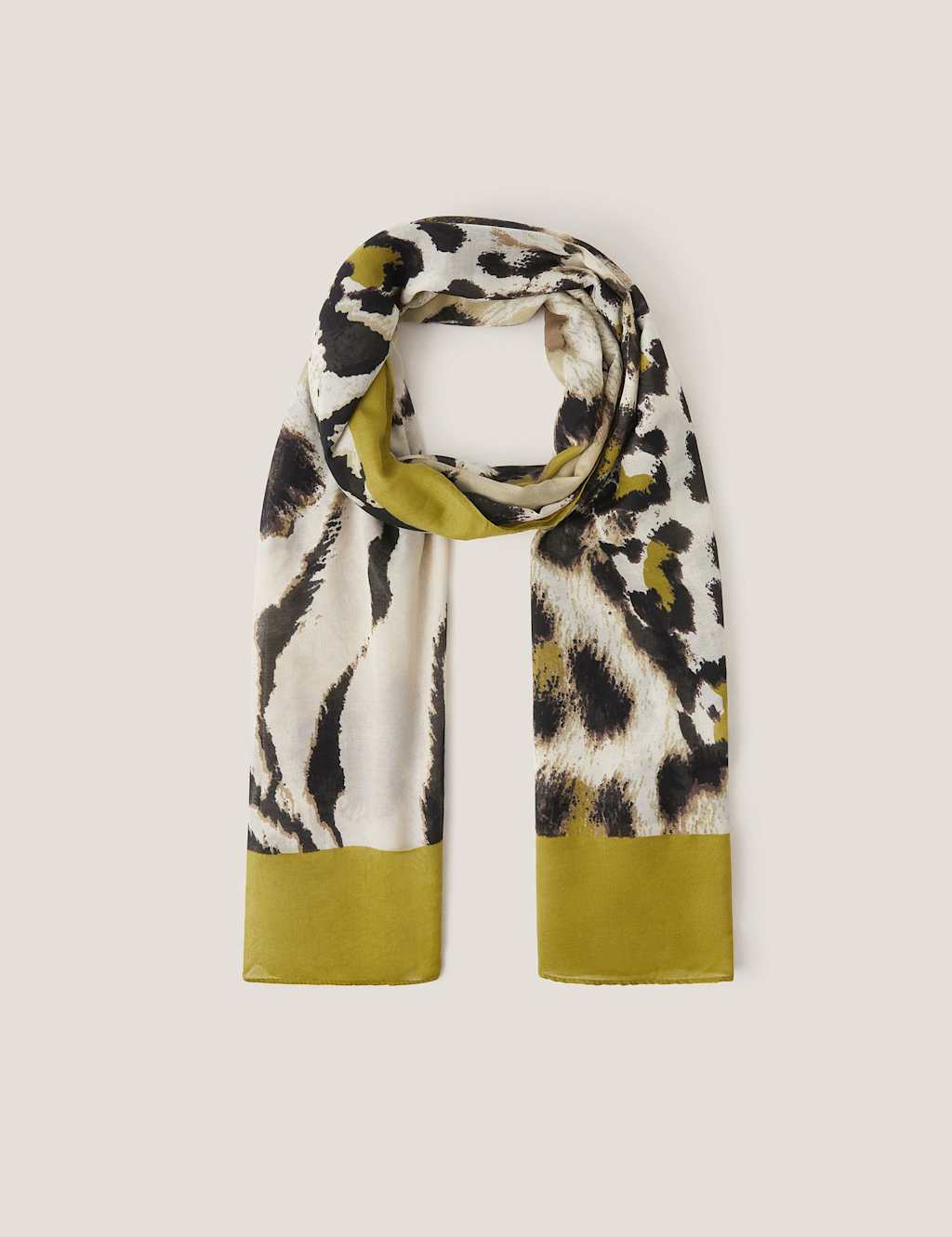 Monsoon Animal Print Scarf Olive