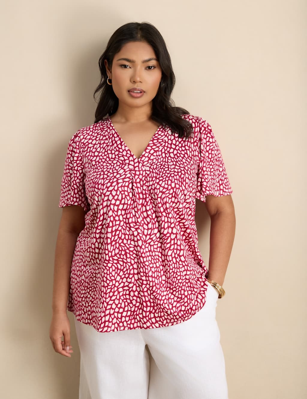 Live Unlimited London Women's Jersey Printed Top - 22 - Pink - Available at M&S