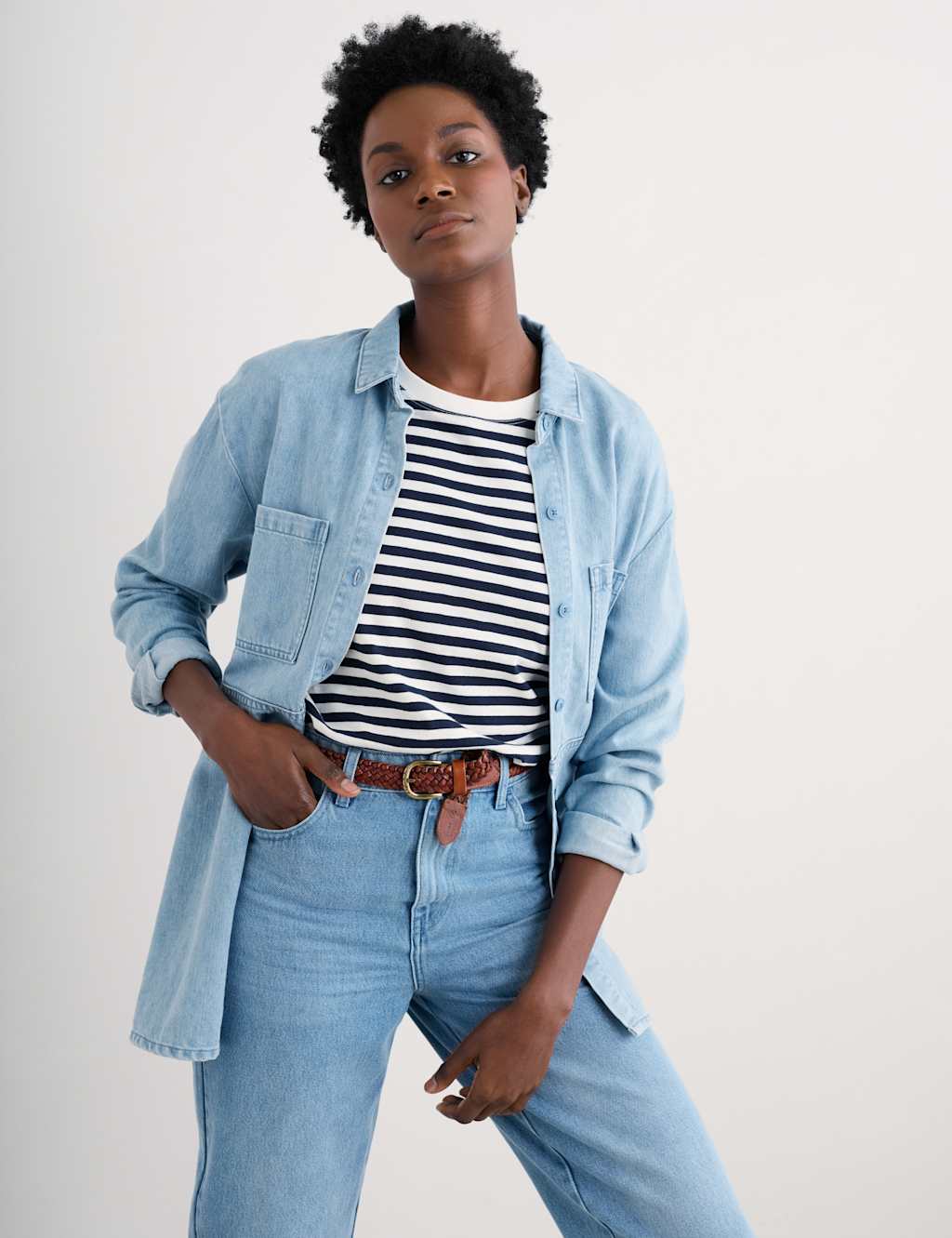 Tencel Rich Denim Longline Shirt
