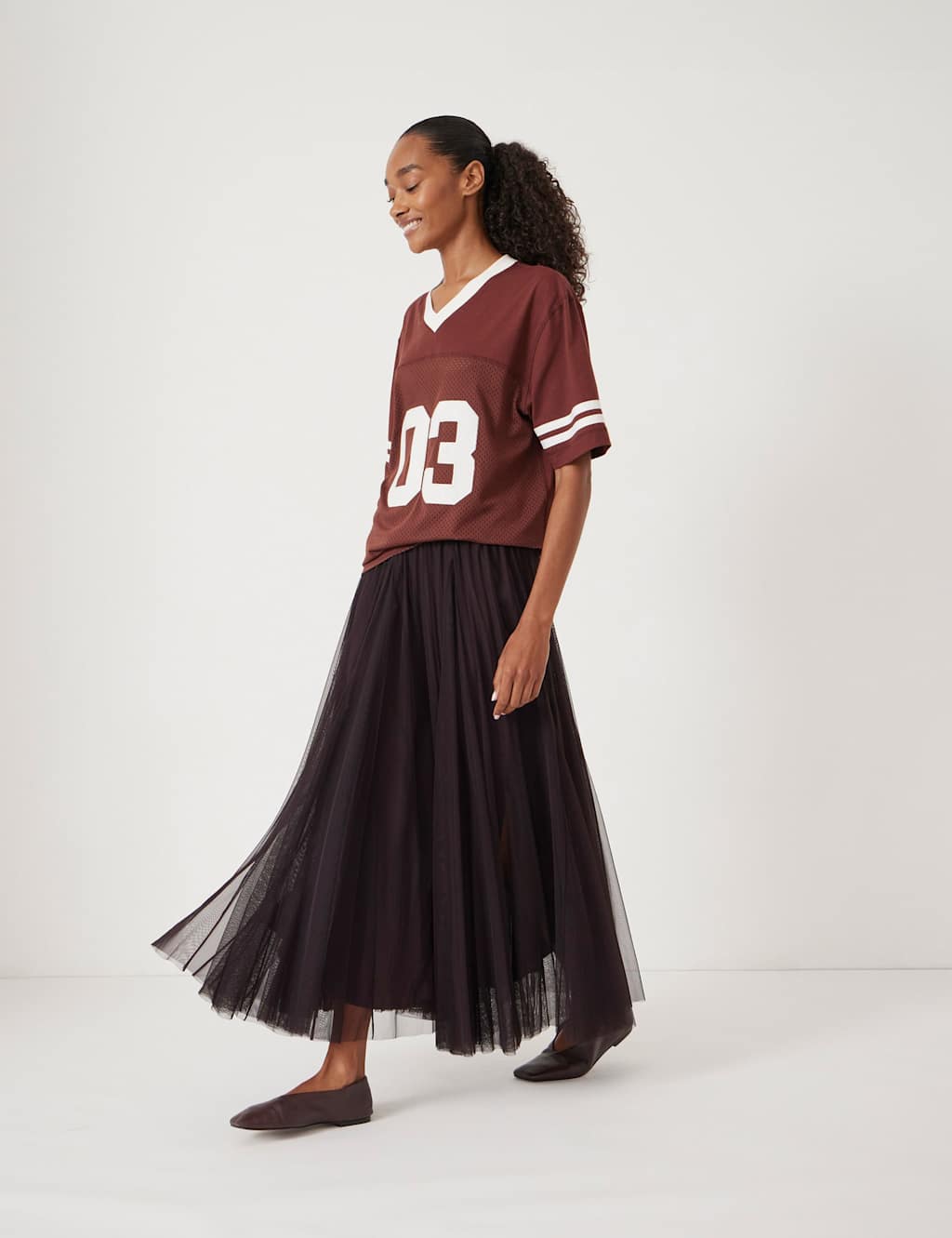 HUSH Tulle Pleated Midaxi Skirt Plum