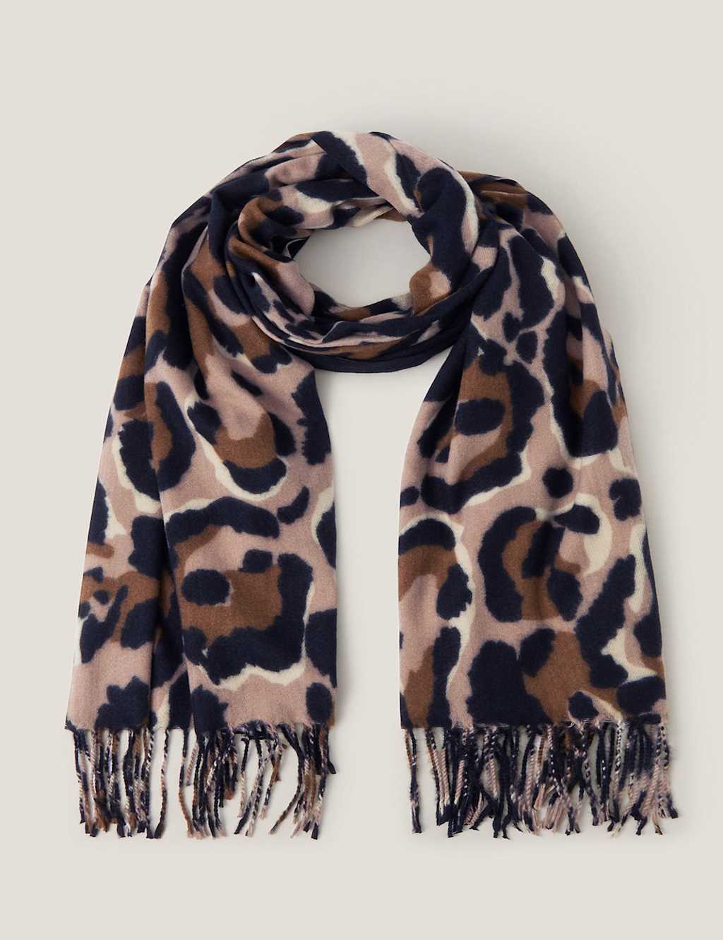 Monsoon Knitted Animal Tassel Scarf Black