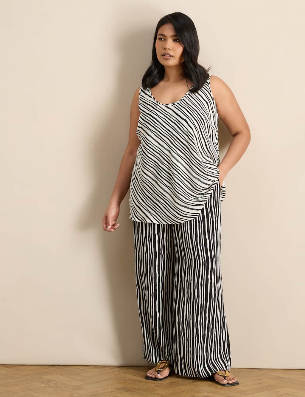 Live Unlimited London Women's Striped Vest - 26 - White/Black - Available at M&S
