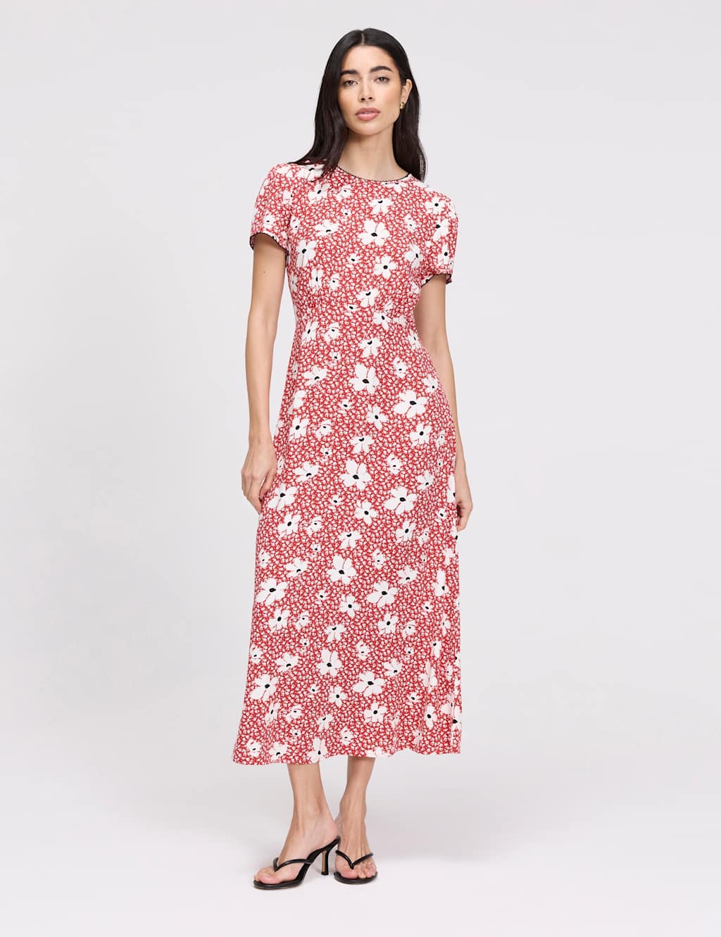 Finery London Women's Floral Midi Waisted Dress - 16 - Red Mix - Available at M&S
