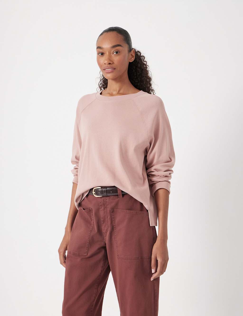 HUSH Pure Cotton Raglan Sleeve Top Light Pink