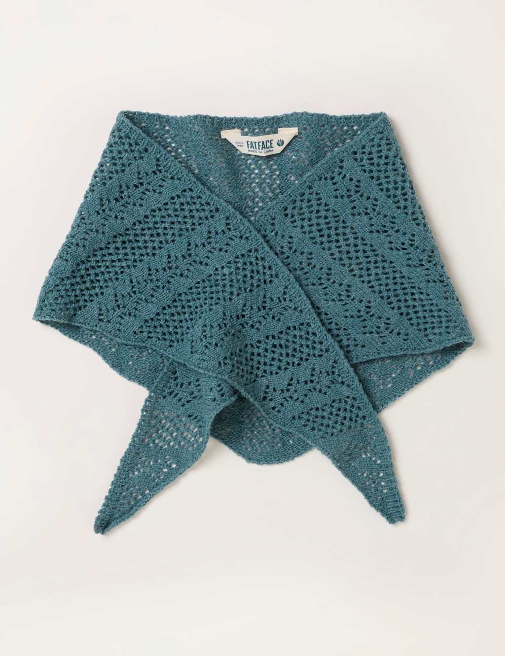 Fatface Women's Knitted Triangle Scarf with Wool - Teal - Available at M&S