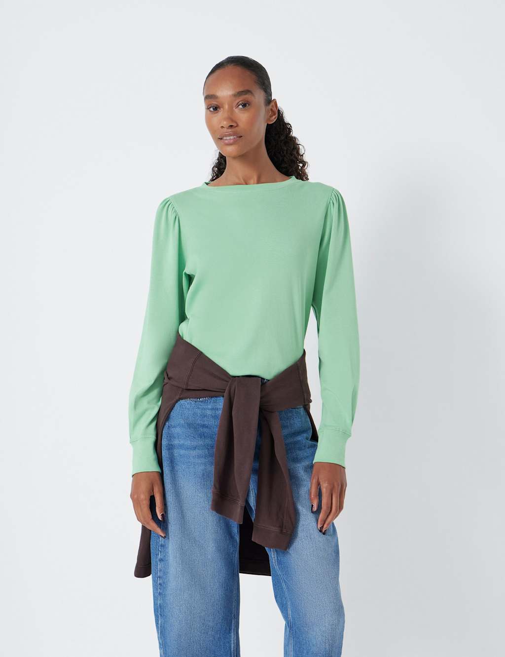 HUSH Jersey Puff Sleeve Top Green