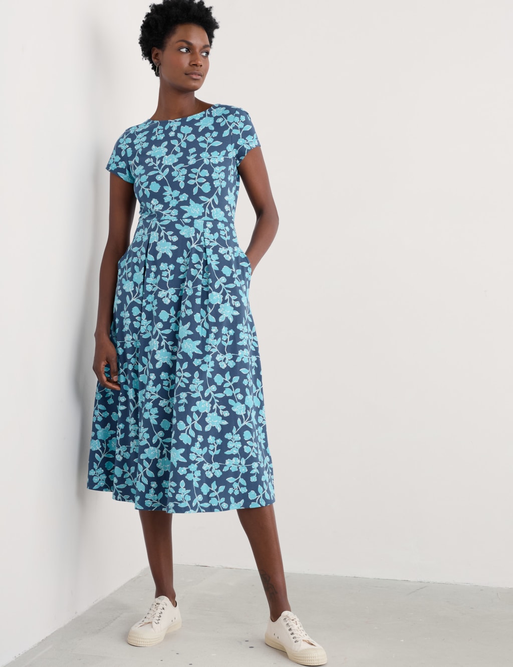 Cotton Rich Floral Midi Skater Dress