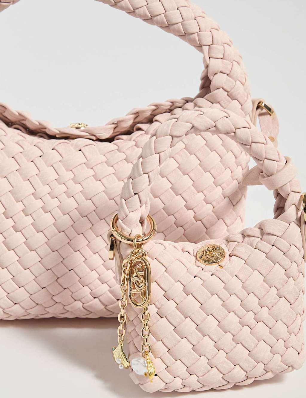 Dune London Women's Faux Leather Woven Charm Grab Bag - Blush - Available at M&S